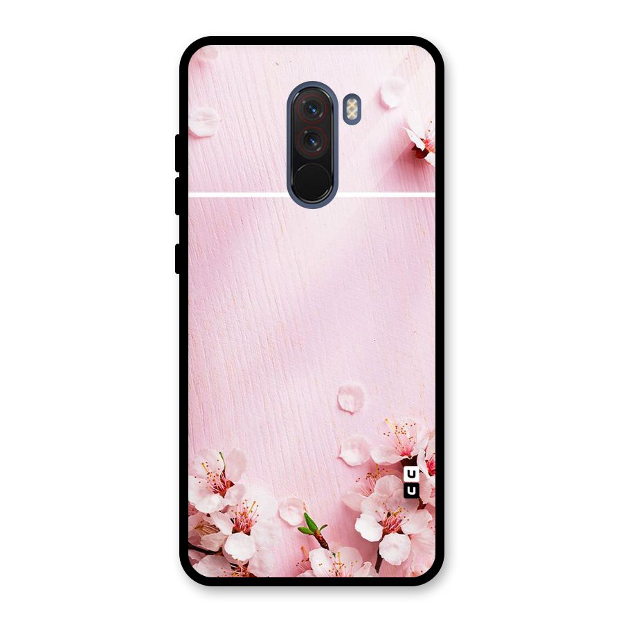 Blossom Frame Pink Glass Back Case for Poco F1