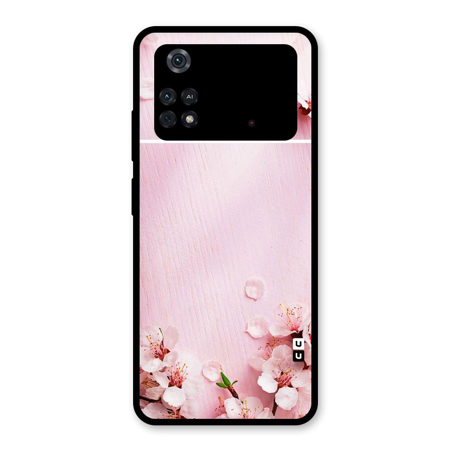 Blossom Frame Pink Glass Back Case for Poco M4 Pro 4G