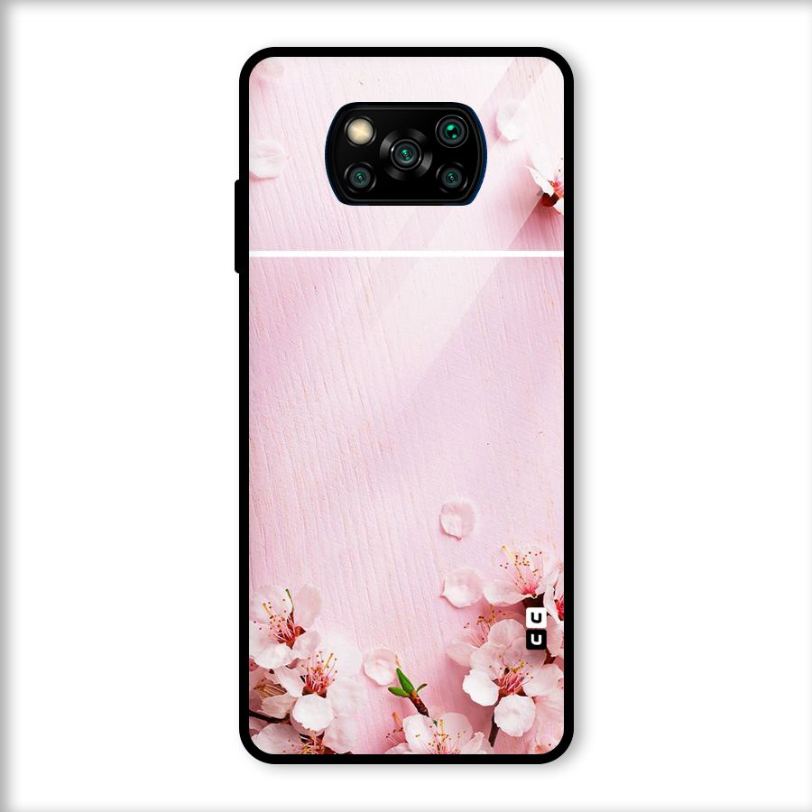 Blossom Frame Pink Glass Back Case for Poco X3