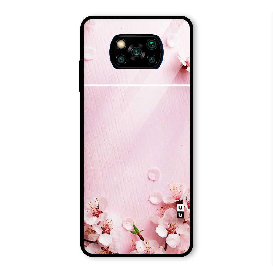 Blossom Frame Pink Glass Back Case for Poco X3 Pro