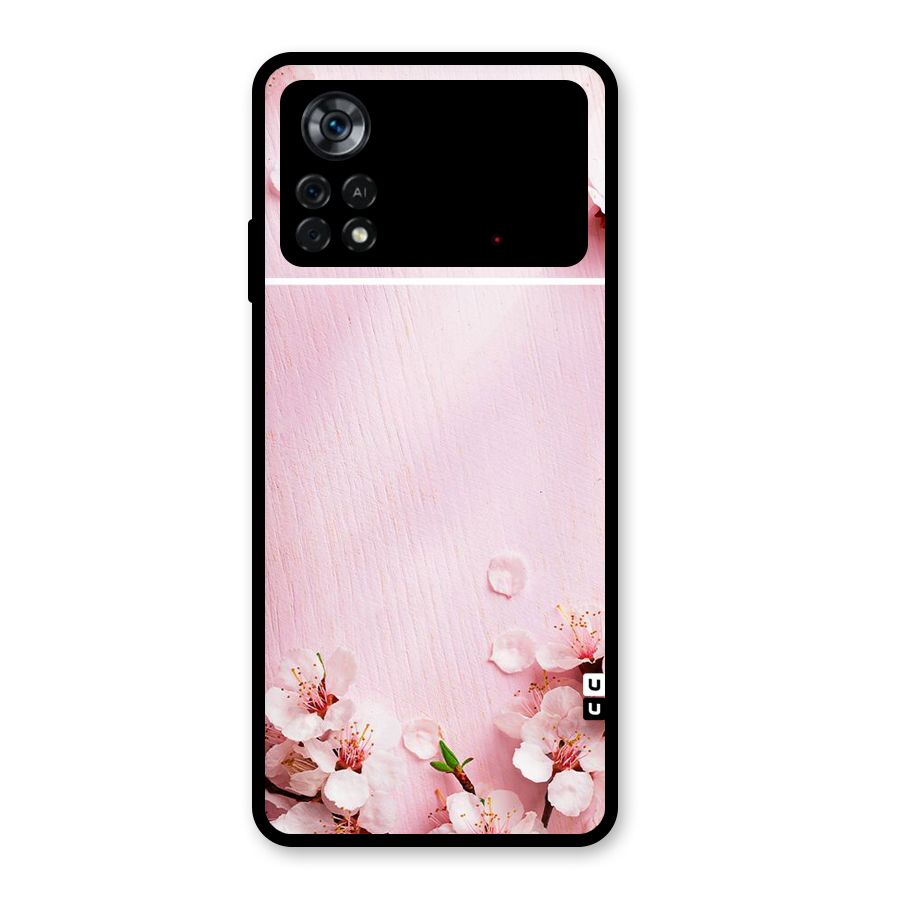 Blossom Frame Pink Glass Back Case for Poco X4 Pro 5G