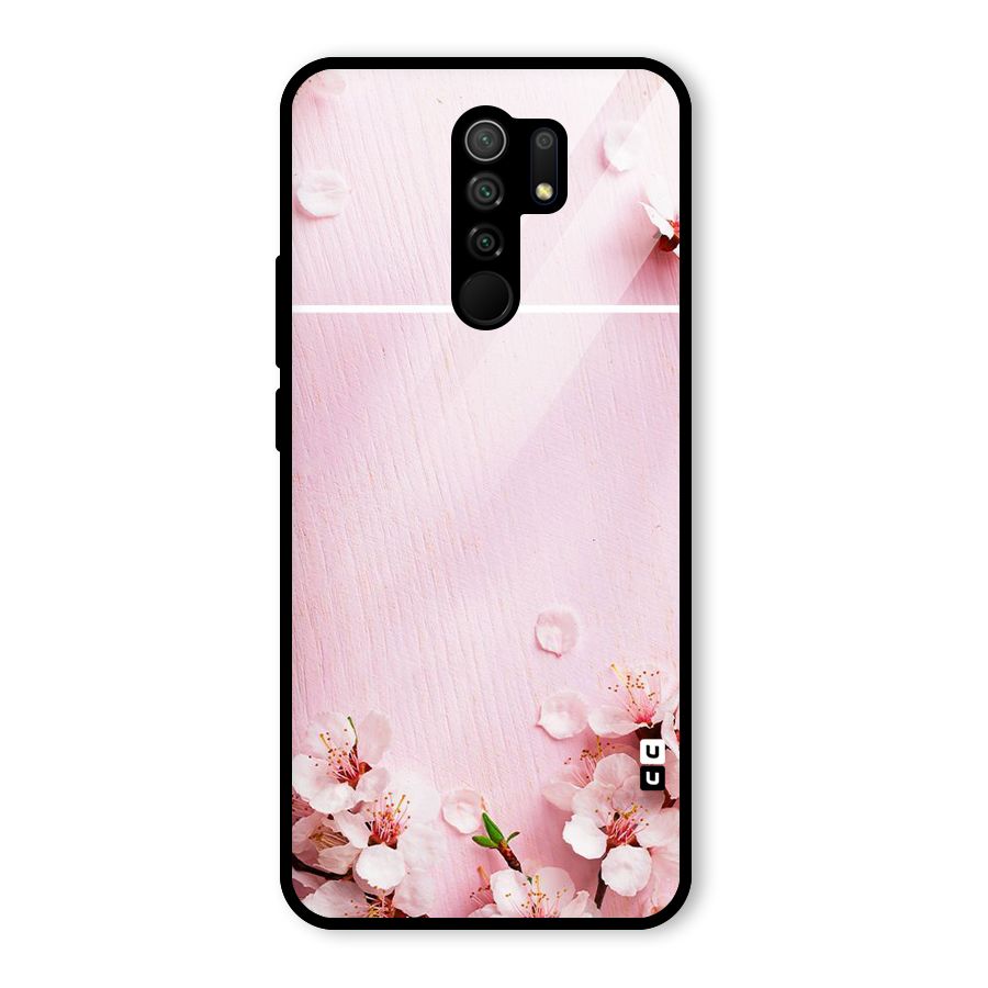 Blossom Frame Pink Glass Back Case for Redmi 9 Prime