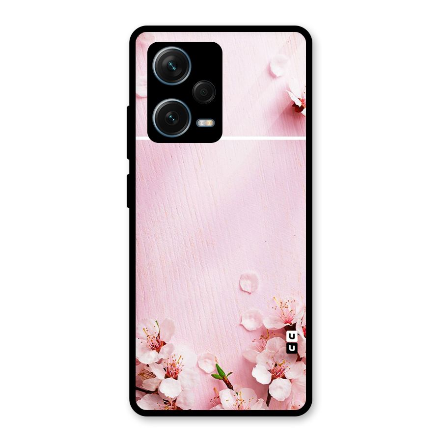 Blossom Frame Pink Glass Back Case for Redmi Note 12 Pro Plus 5G