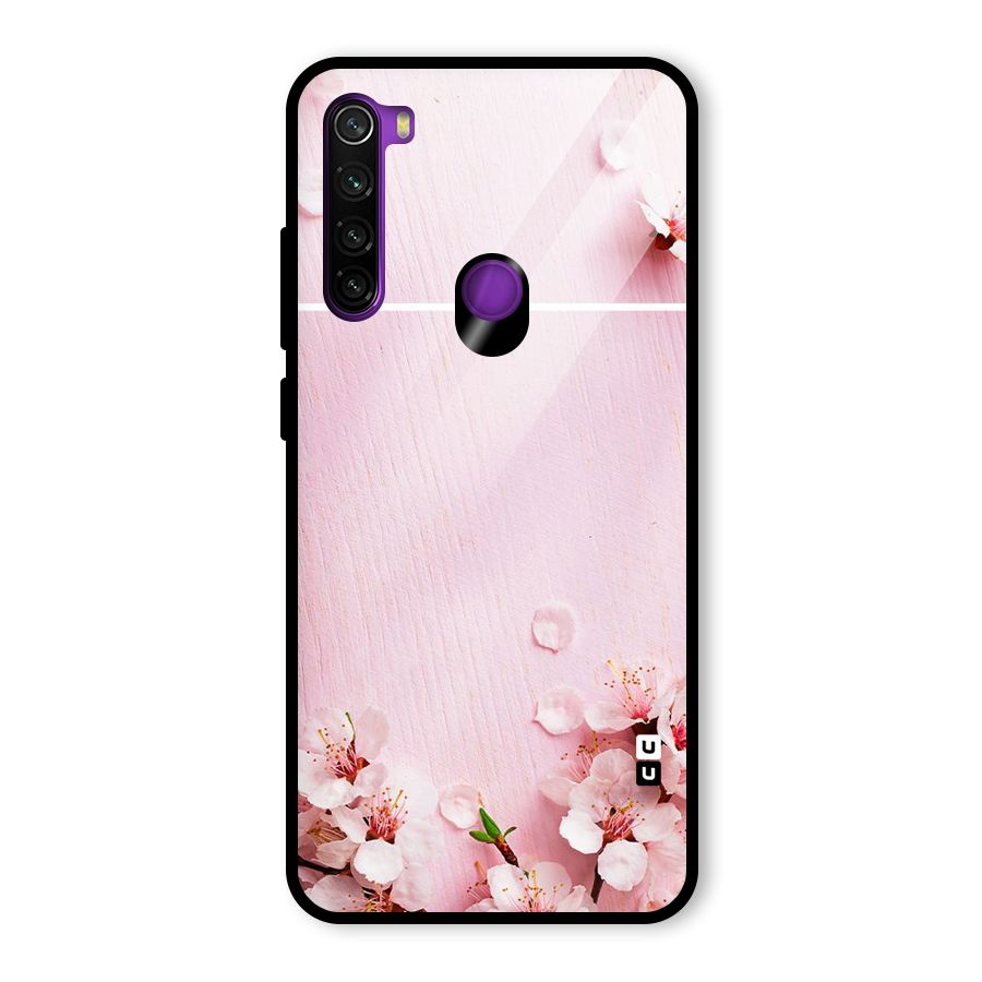 Blossom Frame Pink Glass Back Case for Redmi Note 8