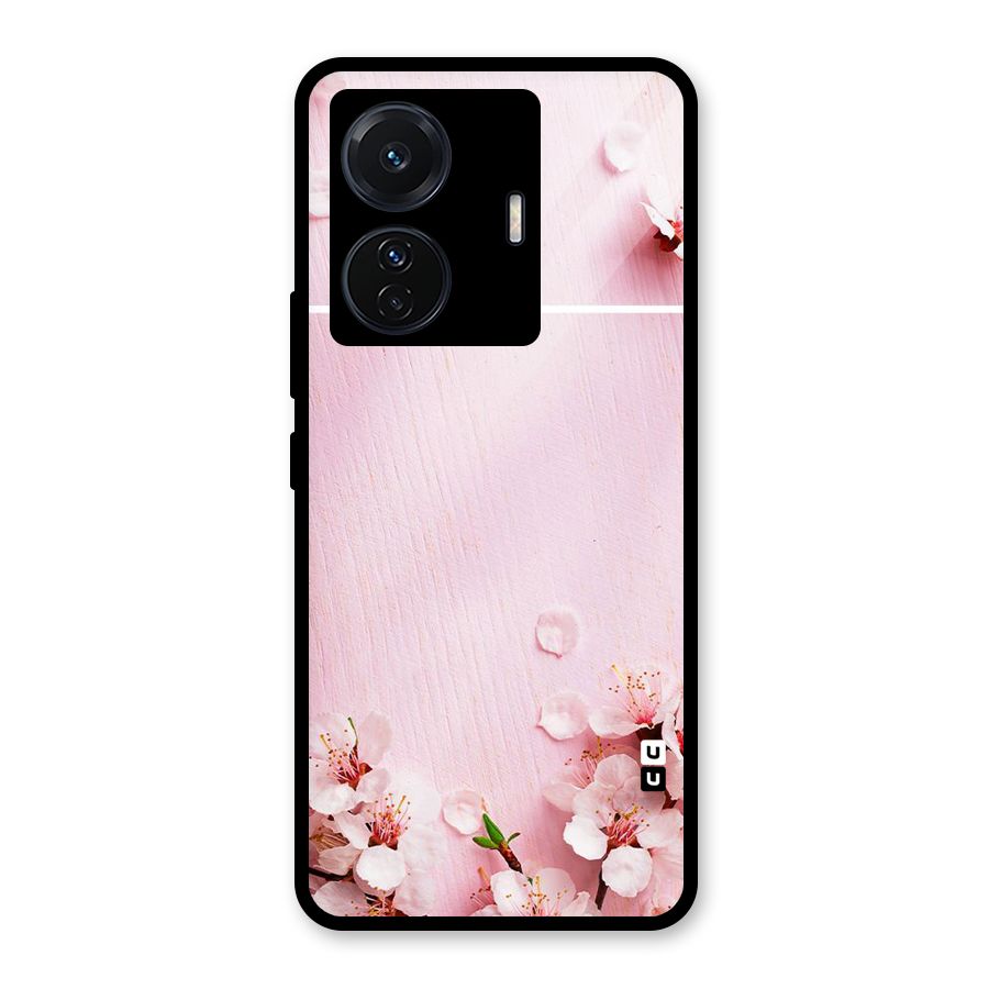 Blossom Frame Pink Glass Back Case for Vivo T1 Pro