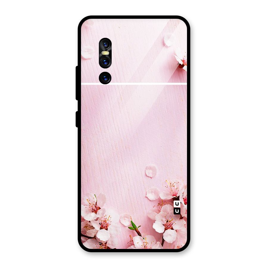 Blossom Frame Pink Glass Back Case for Vivo V15 Pro