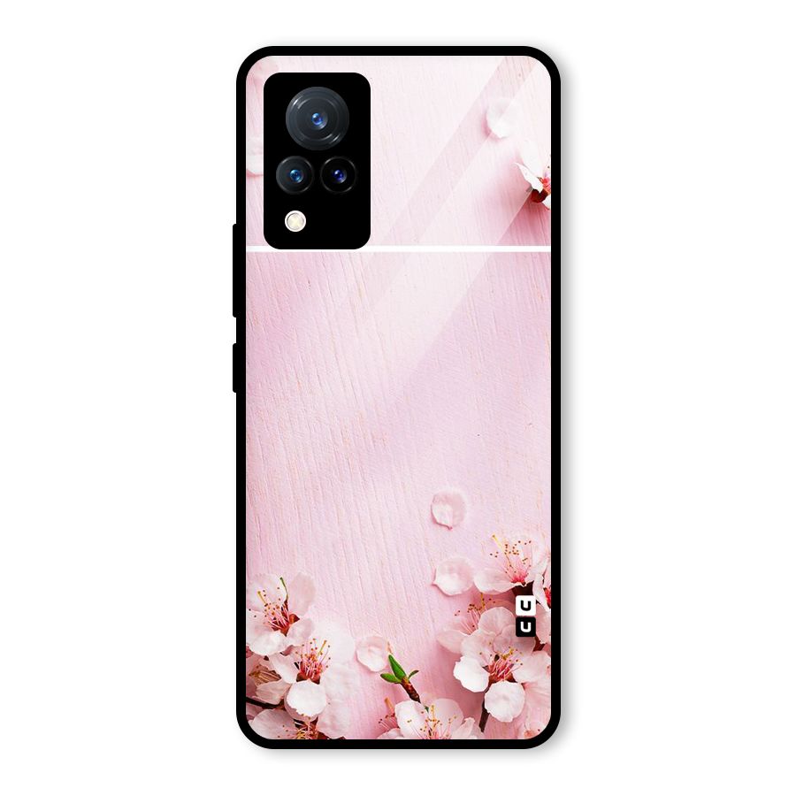 Blossom Frame Pink Glass Back Case for Vivo V21 5G