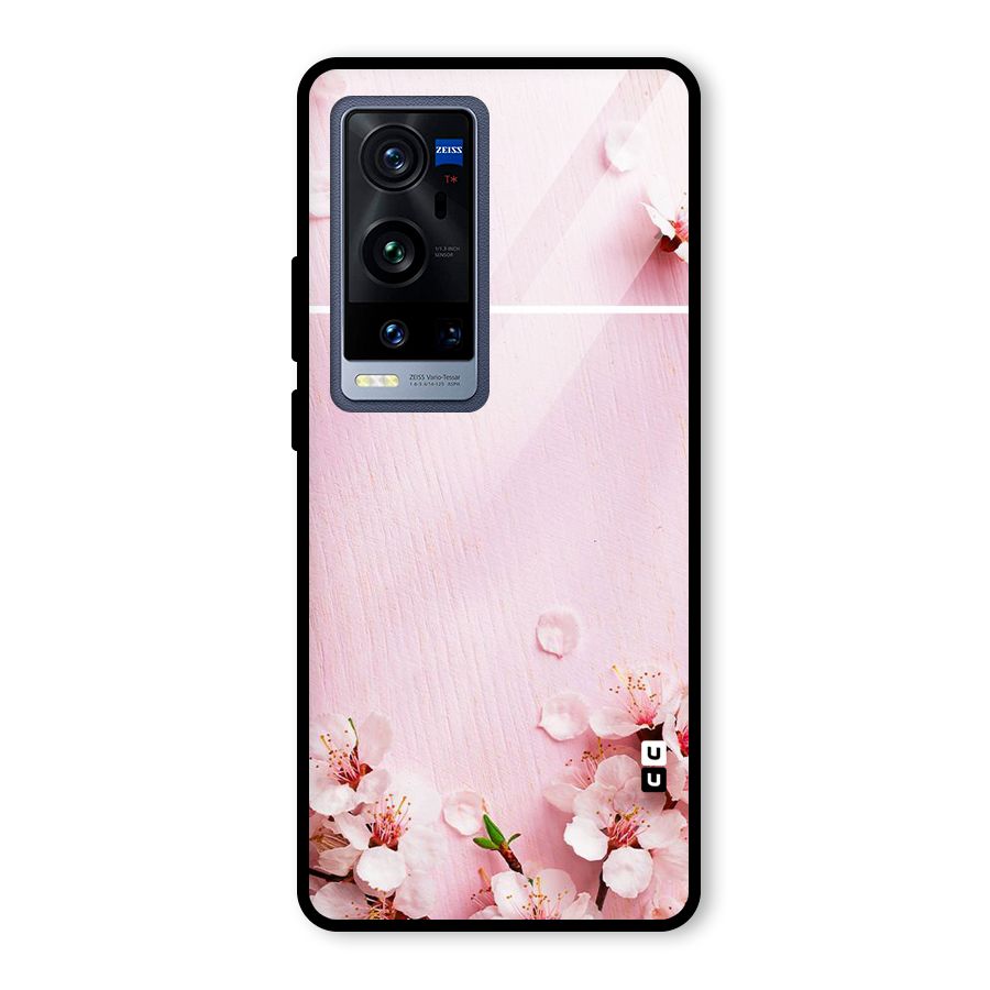 Blossom Frame Pink Glass Back Case for Vivo X60 Pro Plus