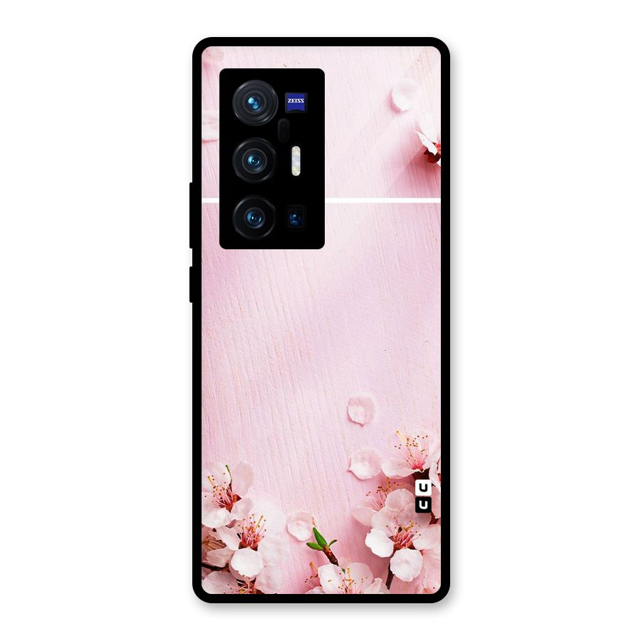 Blossom Frame Pink Glass Back Case for Vivo X70 Pro Plus