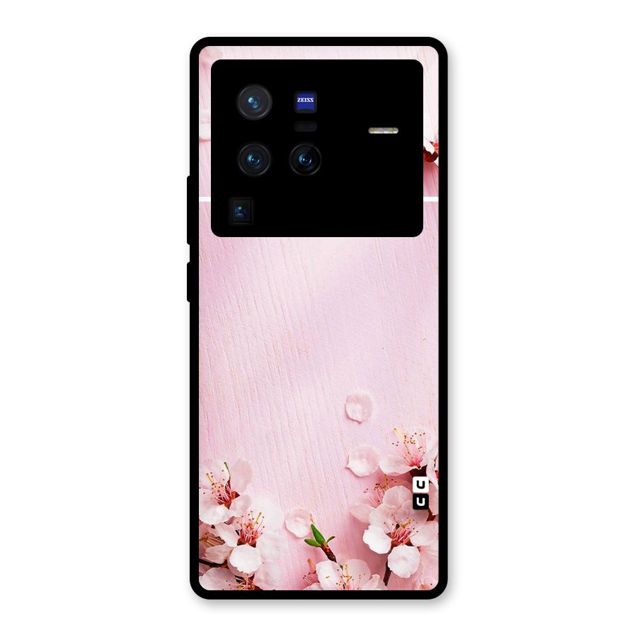 Blossom Frame Pink Glass Back Case for Vivo X80 Pro
