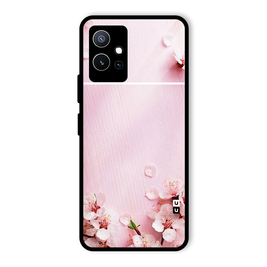 Blossom Frame Pink Glass Back Case for Vivo Y75 5G