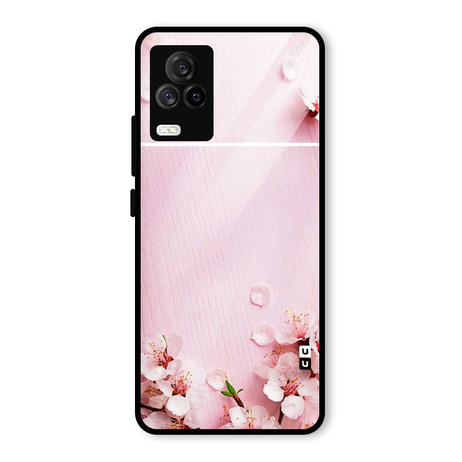 Blossom Frame Pink Glass Back Case for Vivo iQOO 7 Legend 5G