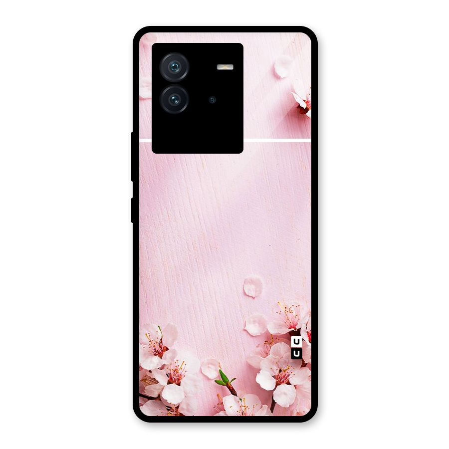 Blossom Frame Pink Glass Back Case for Vivo iQOO Neo 6 5G