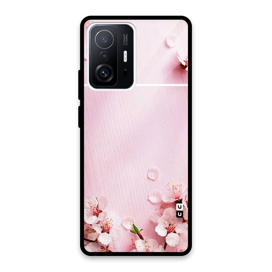 Blossom Frame Pink Glass Back Case for Xiaomi 11T Pro