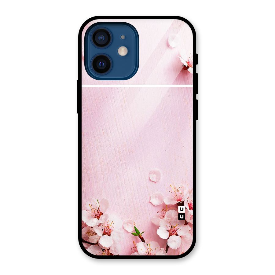Blossom Frame Pink Glass Back Case for iPhone 12 Mini