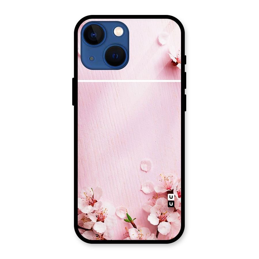 Blossom Frame Pink Glass Back Case for iPhone 13 Mini