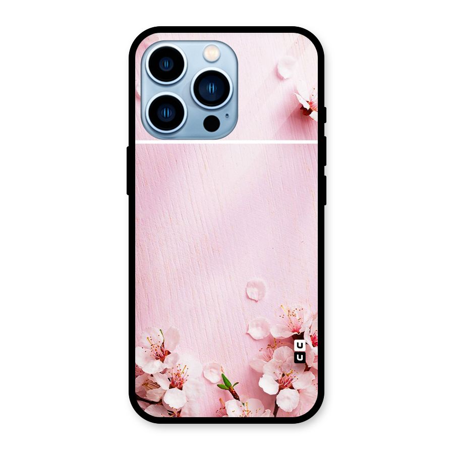 Blossom Frame Pink Glass Back Case for iPhone 13 Pro