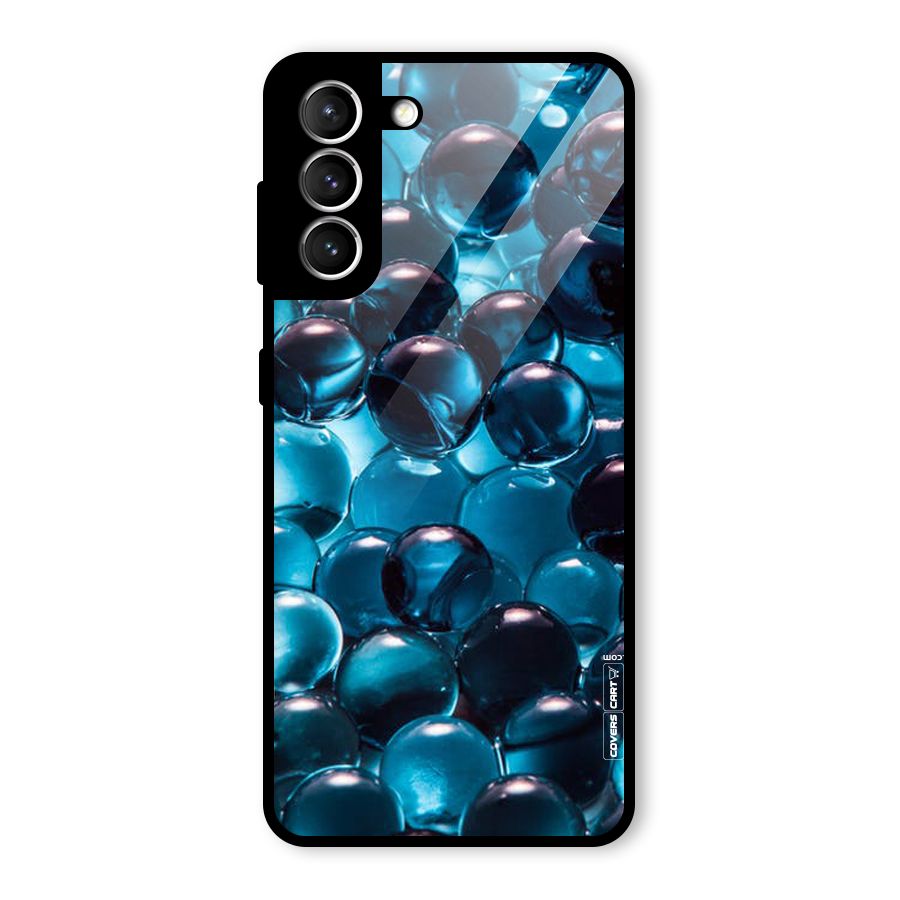 Blue Abstract Balls Glass Back Case for Galaxy S21 5G