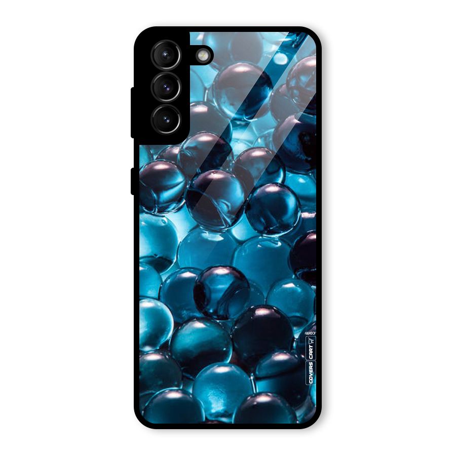 Blue Abstract Balls Glass Back Case for Galaxy S21 Plus