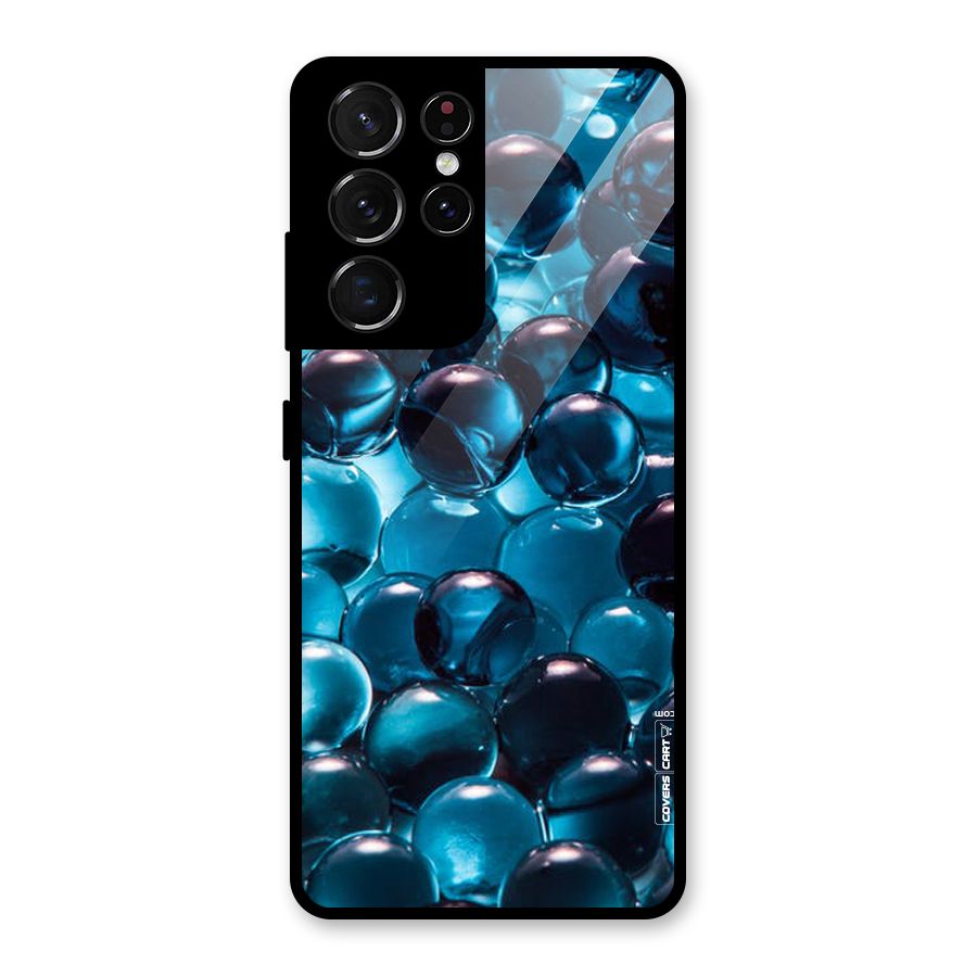 Blue Abstract Balls Glass Back Case for Galaxy S21 Ultra 5G