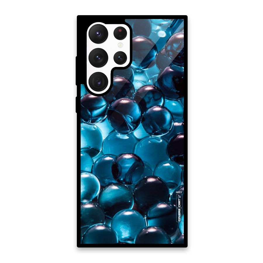 Blue Abstract Balls Glass Back Case for Galaxy S22 Ultra 5G