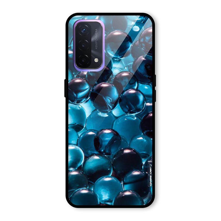 Blue Abstract Balls Glass Back Case for Oppo A74 5G