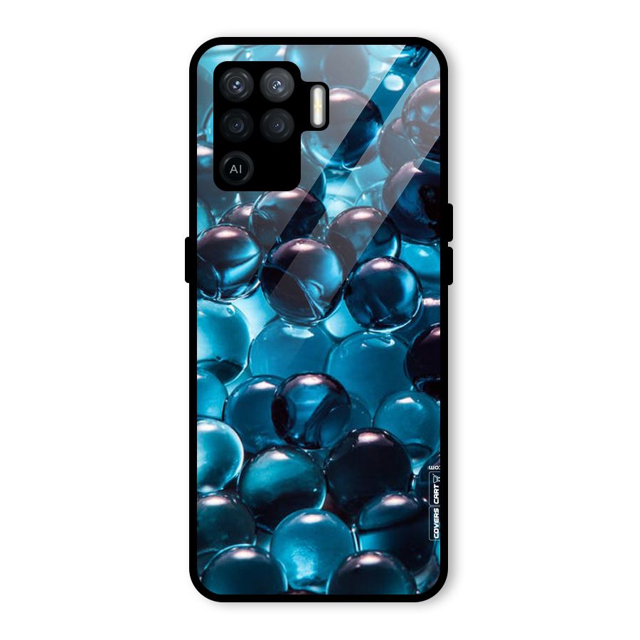 Blue Abstract Balls Glass Back Case for Oppo F19 Pro