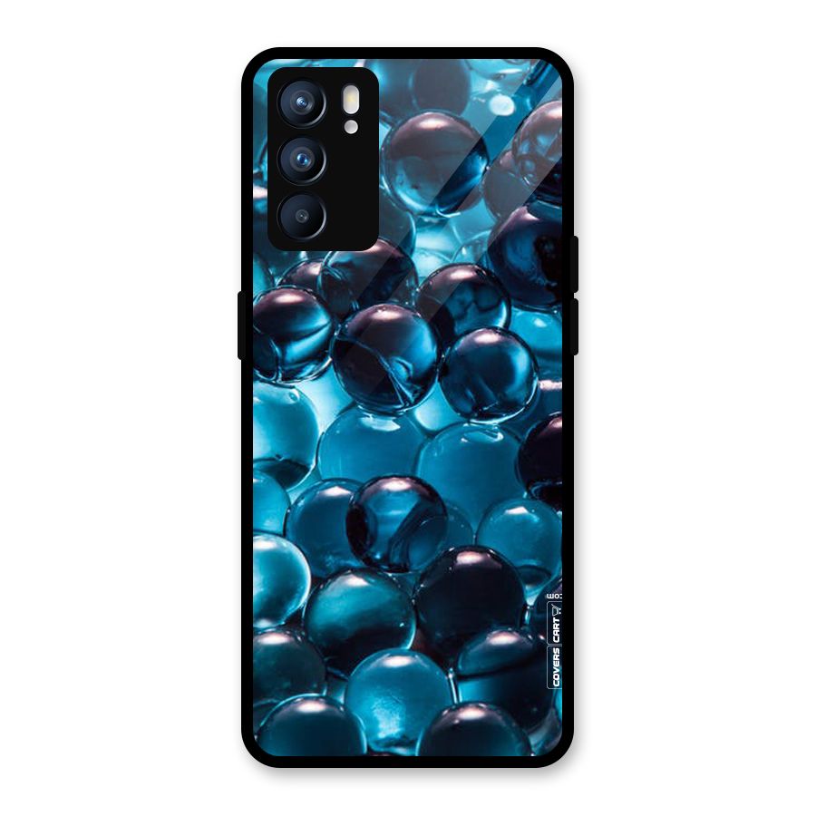Blue Abstract Balls Glass Back Case for Oppo Reno6 5G