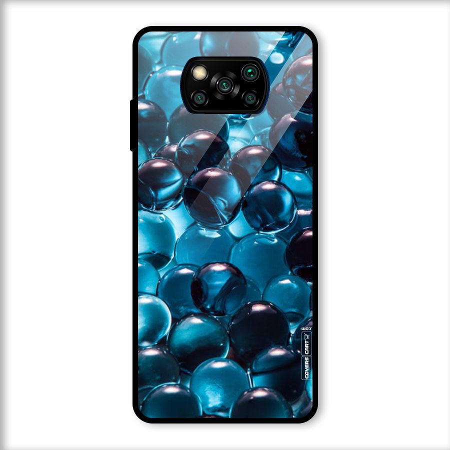 Blue Abstract Balls Glass Back Case for Poco X3