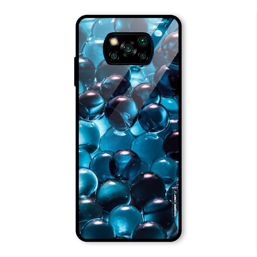 Blue Abstract Balls Glass Back Case for Poco X3 Pro