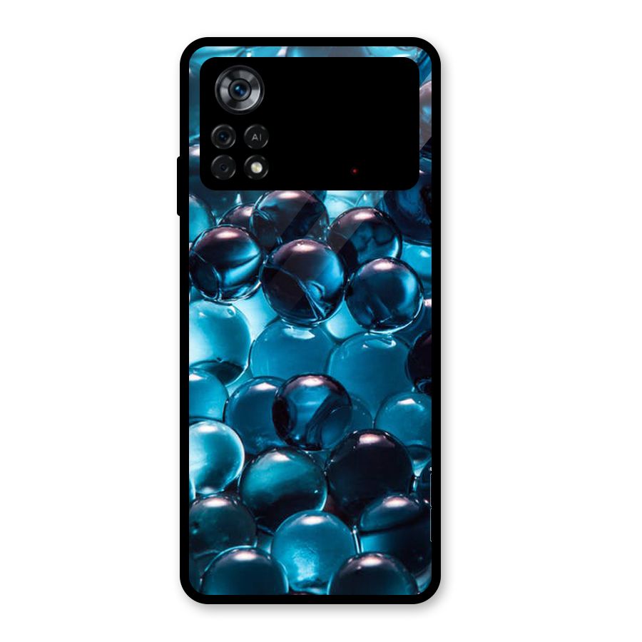 Blue Abstract Balls Glass Back Case for Poco X4 Pro 5G