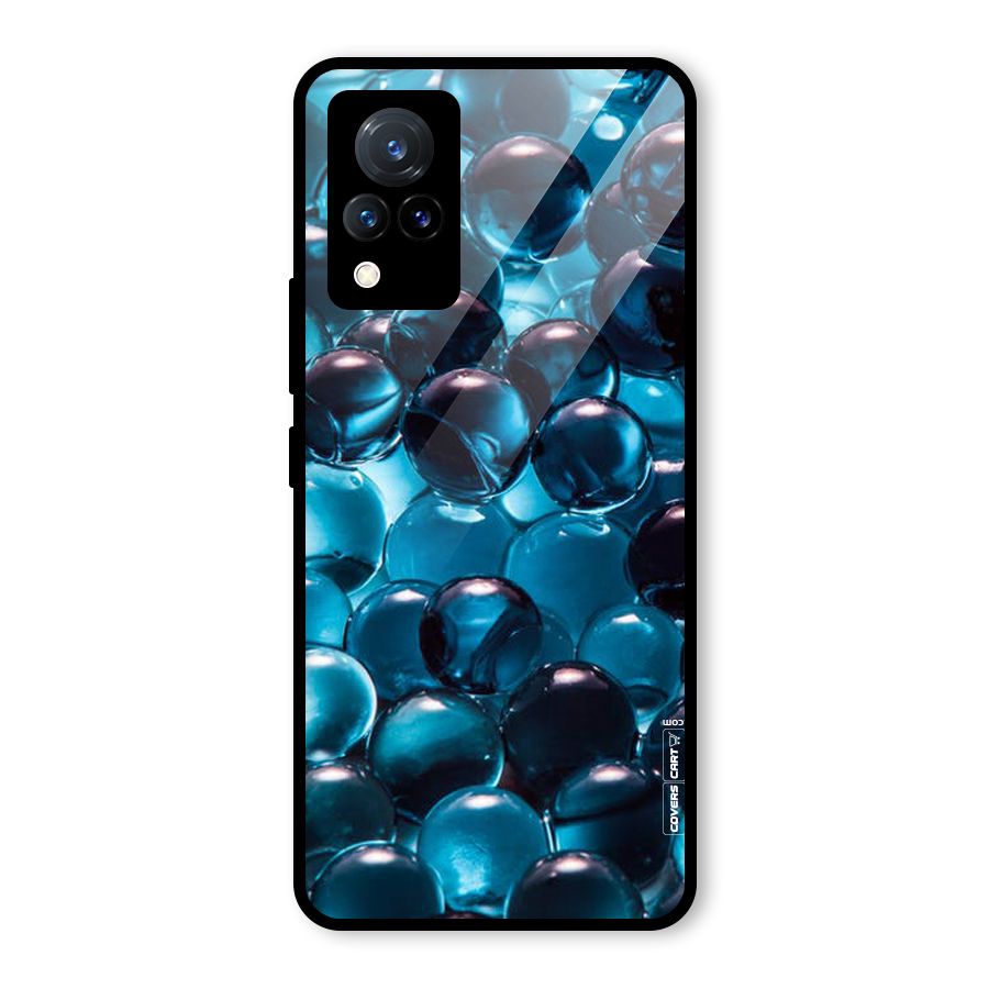 Blue Abstract Balls Glass Back Case for Vivo V21 5G
