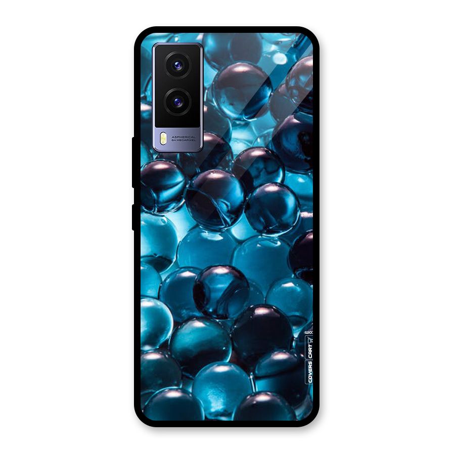 Blue Abstract Balls Glass Back Case for Vivo V21e 5G