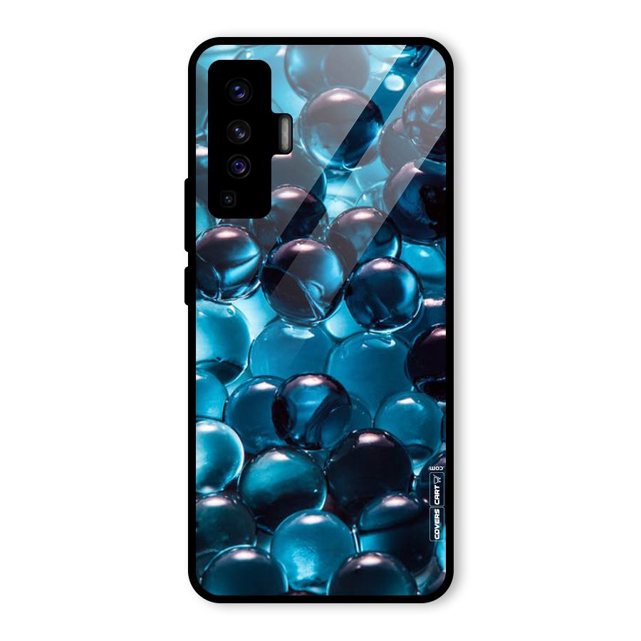 Blue Abstract Balls Glass Back Case for Vivo X50