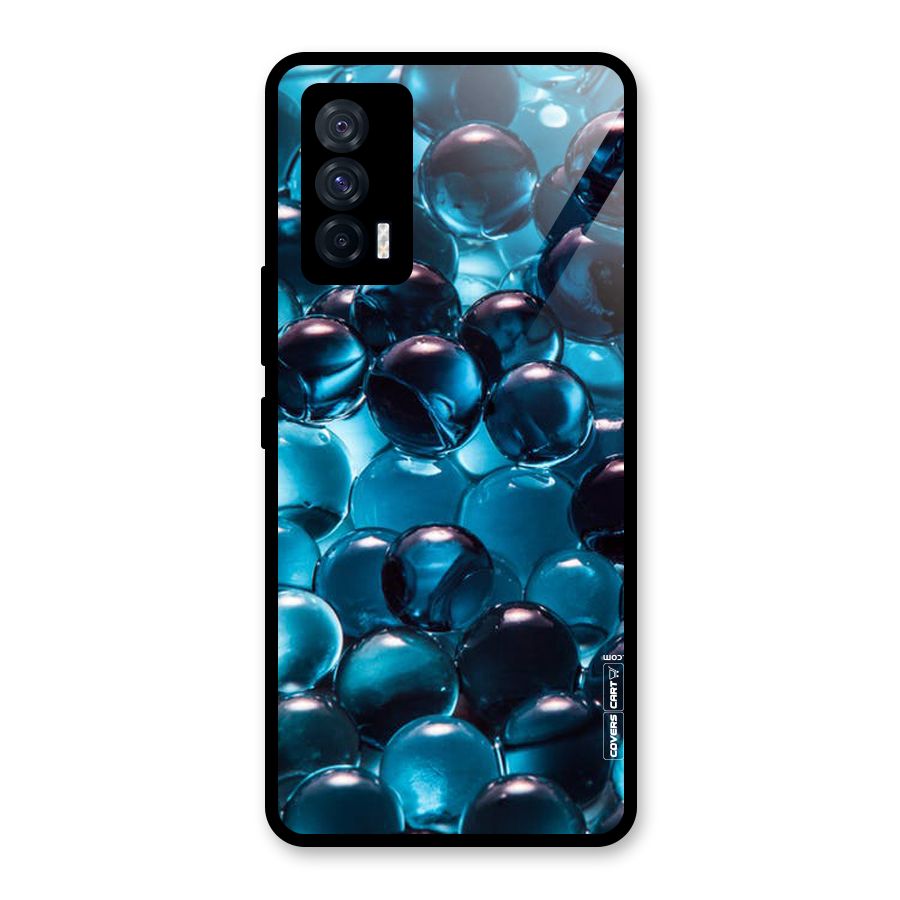 Blue Abstract Balls Glass Back Case for Vivo iQOO 7 5G