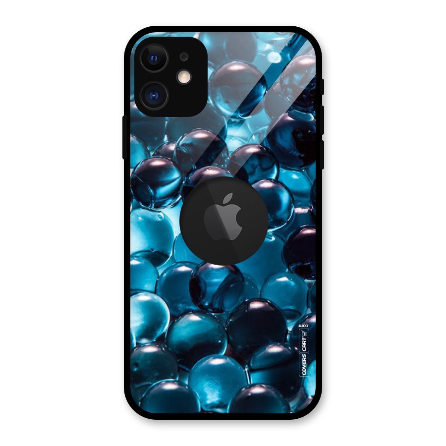 Blue Abstract Balls Glass Back Case for iPhone 11 Logo Cut