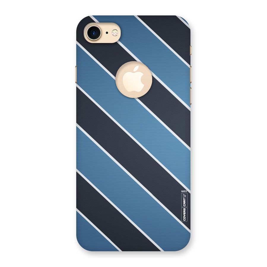 Blue Black Stripes Back Case for iPhone 8 Logo Cut