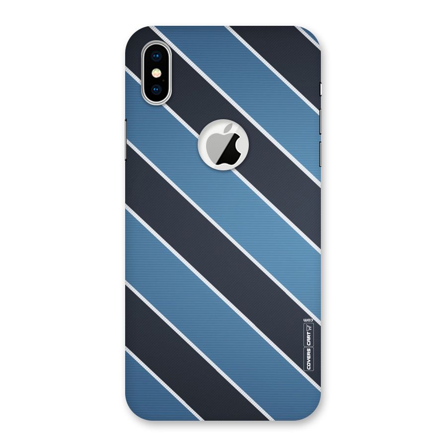 Blue Black Stripes Back Case for iPhone X Logo Cut