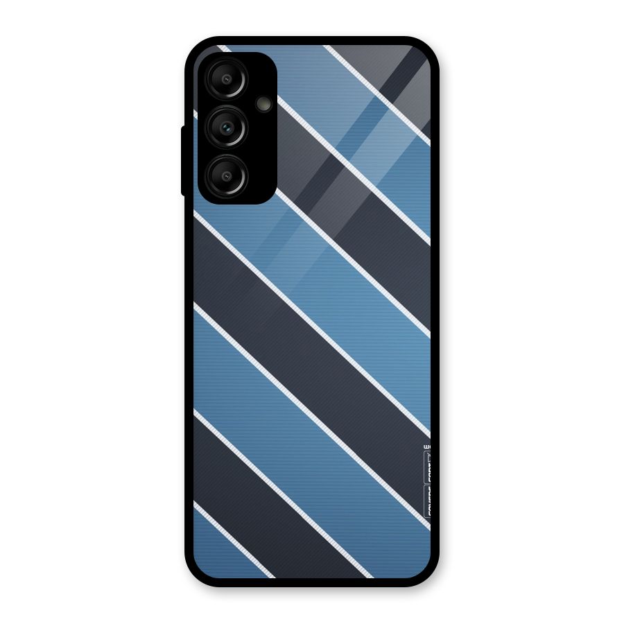 Blue Black Stripes Glass Back Case for Galaxy A14 5G