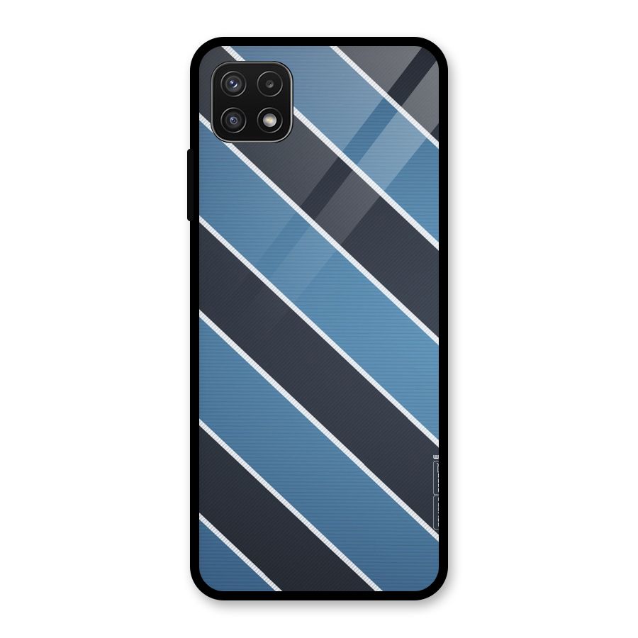 Blue Black Stripes Glass Back Case for Galaxy A22 5G