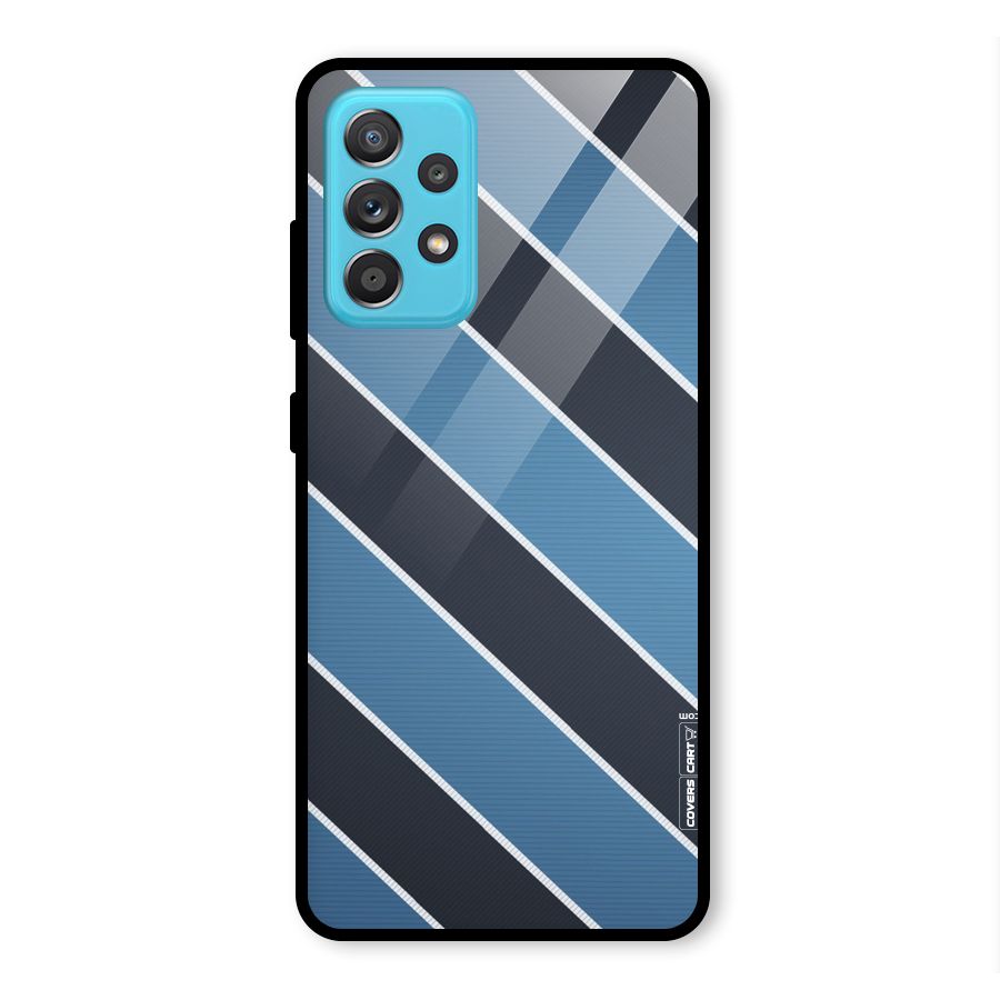 Blue Black Stripes Glass Back Case for Galaxy A52