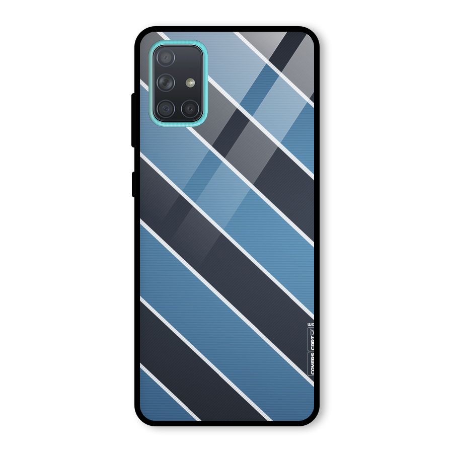 Blue Black Stripes Glass Back Case for Galaxy A71