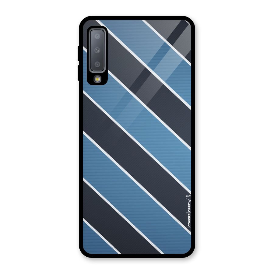 Blue Black Stripes Glass Back Case for Galaxy A7 (2018)