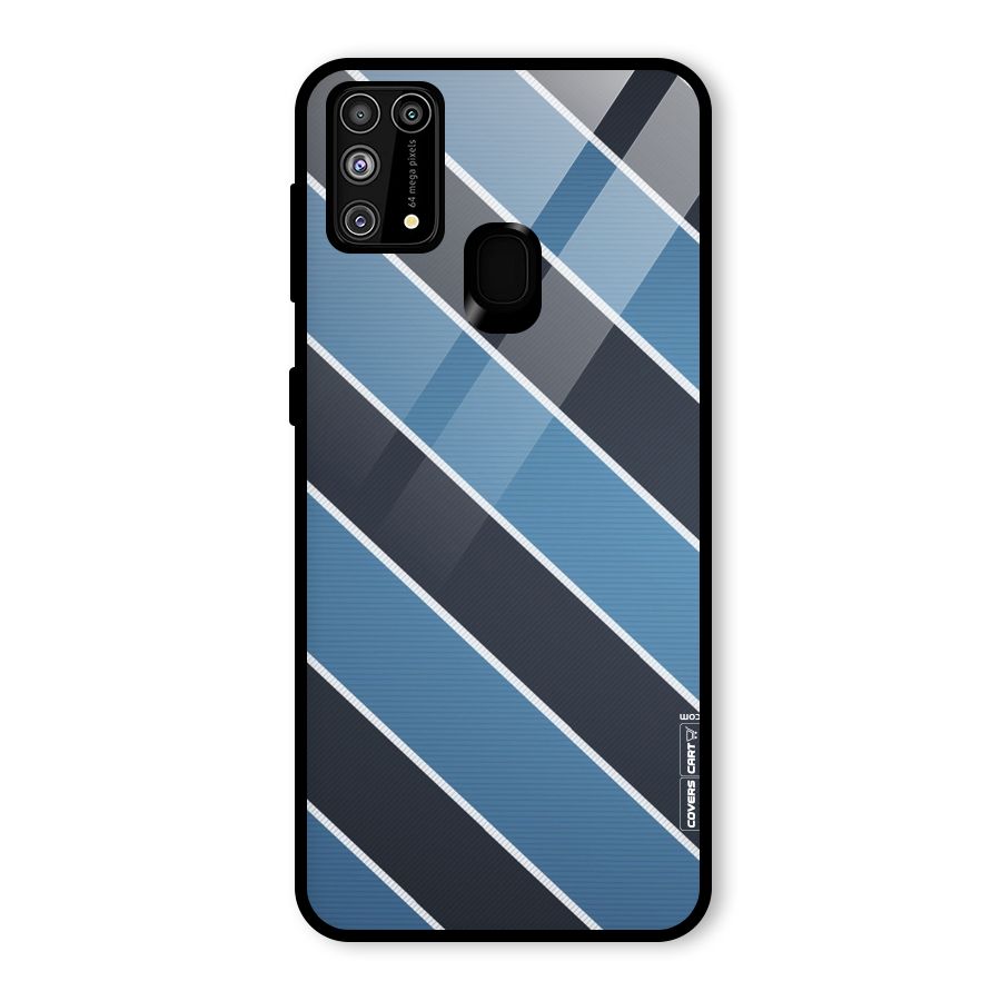 Blue Black Stripes Glass Back Case for Galaxy F41