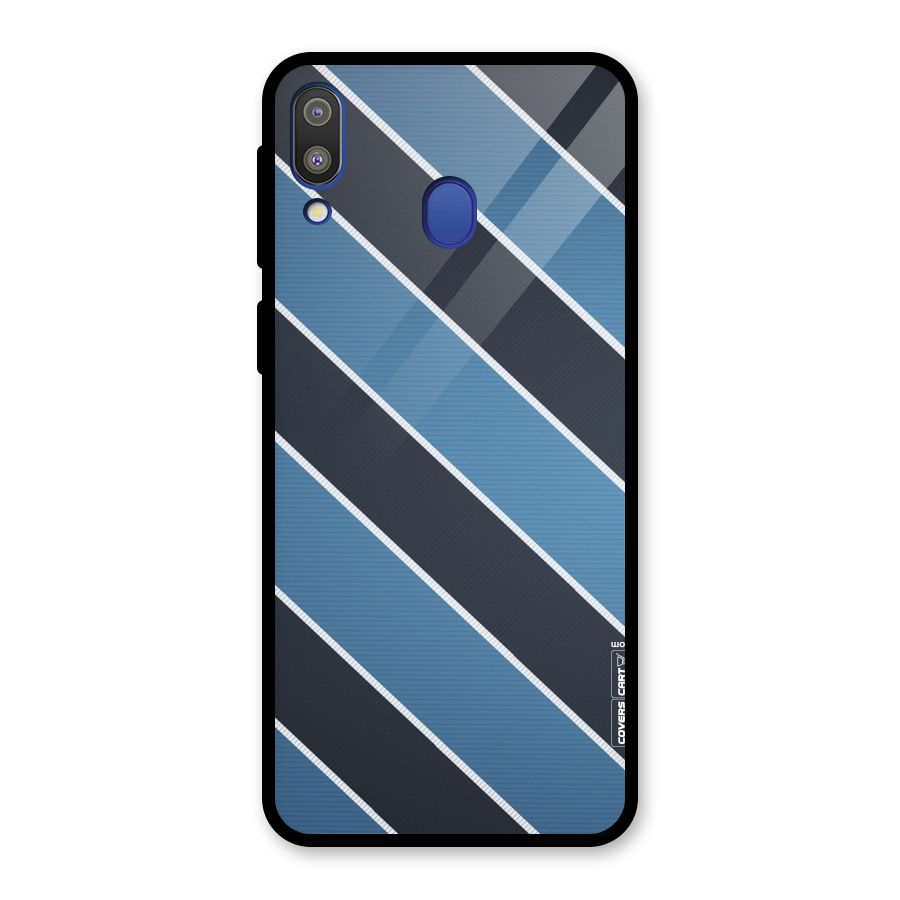 Blue Black Stripes Glass Back Case for Galaxy M20