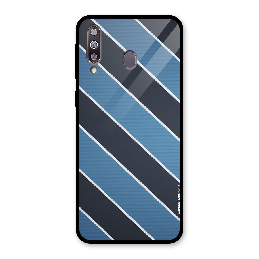 Blue Black Stripes Glass Back Case for Galaxy M30