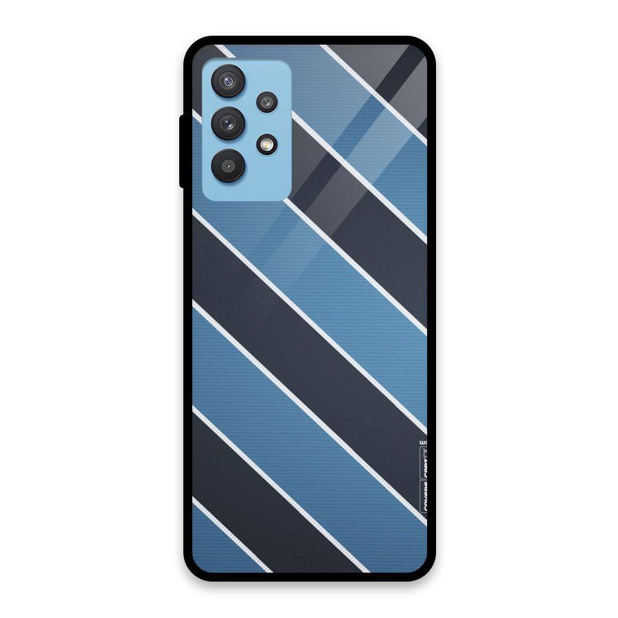 Blue Black Stripes Glass Back Case for Galaxy M32 5G