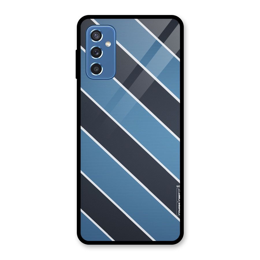 Blue Black Stripes Glass Back Case for Galaxy M52 5G