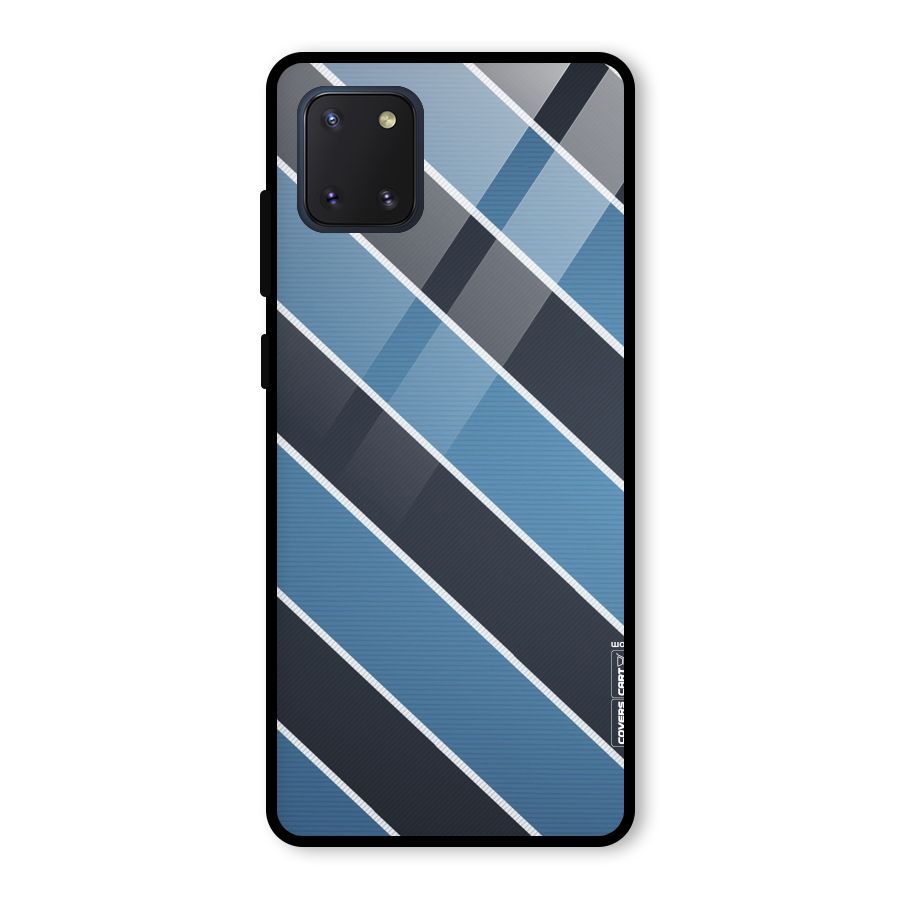 Blue Black Stripes Glass Back Case for Galaxy Note 10 Lite