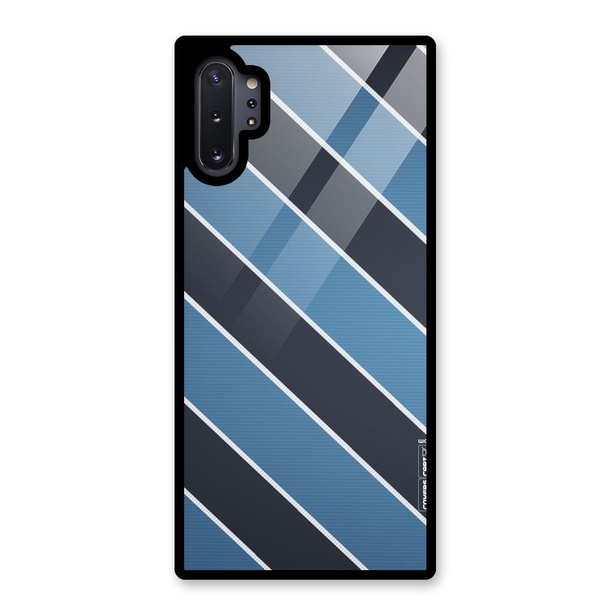 Blue Black Stripes Glass Back Case for Galaxy Note 10 Plus